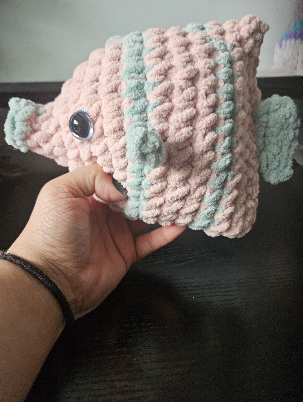 Pink And Blue Crochet Angelfish Plush Amigurumi